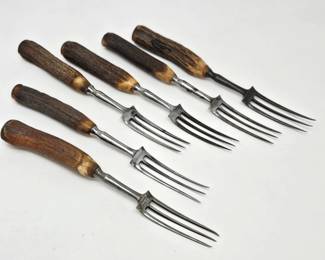 Set of 6 Vintage Antler Handle Steel Dinner Forks – Rustic Cabin Flatware