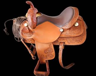 -Circle Y 18" All Around Leather Saddle Yokum TX Breast Collar & Back Cinch