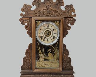 Antique Sessions Victorian Style Walnut Mantel Clock w/ Glass Door & Pendulum – 23"