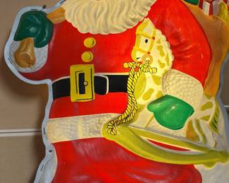 Vintage 1950's Noma Lite Santa, flatback blow mold decoration 