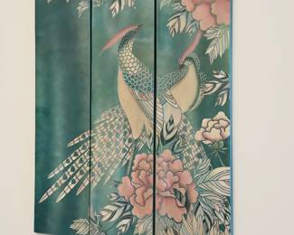 3 panel wall art " Chinoiserie with birds & peonies "