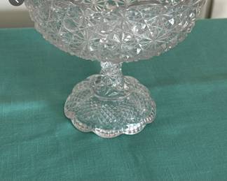 Antique Pressed Glass Compote with Daisy and Button Pattern