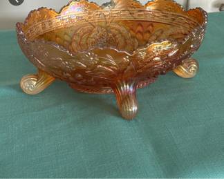 Fenton Marigold Carnival Glass Footed Bowl