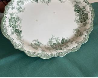 Antique Green Transferware Serving Platter