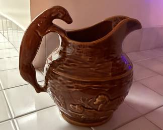 Hound Handle Glazed Pitcher