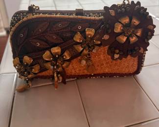 Mary Frances Style Beaded and Embroidered Floral Handbag