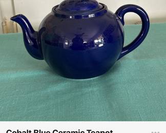 Cobalt Blue Ceramic Teapot with Lid