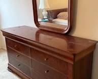 Original $800 / Priced $300.00 - 6 drawer dresser - 68 1/2" wide, 21 3/4 " deep and 36" high / Mirror - 35 1/2" wide and 39 1/2" high