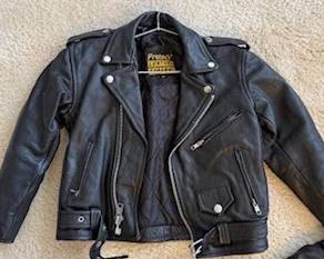 Childs Leather Biker Jacket - Size 12