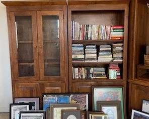 Custom Lighted Display Cabinet w/ Beveled Glass (Section 1) - $250.00 / Custom Lighted Shelving Unit with Cabinet on Bottom (Section 2) $250.00