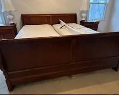 Original $900.00 / Priced $400.00 - King Sleigh Bed 80 3/4" wide, 89 1/2" deep, headboard 40" and footboard 34" high