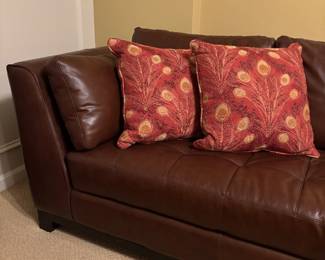 Gorgeous Brown Leather Sectional Sofa - In great condition! | Dimensions: Left Side 127" Wide, Right Side 90" Wide, 41" deep, 33" high to back cushions