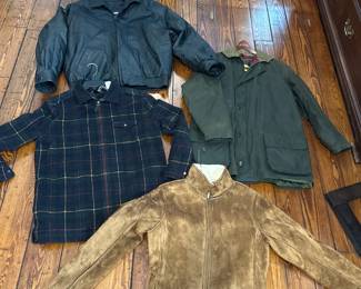 Men’s and Women’s.  Suedes, leathers, waxed field coat, Lauren, Orvis, North Face, Gokey, Talbot and many more. 