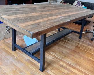 Metal base industrial style table