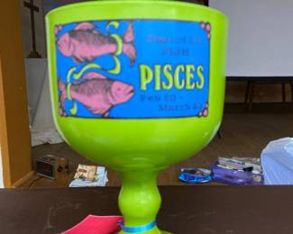 Vintage Lime green Pisces goblet