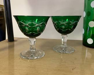 Green crystal glassware 