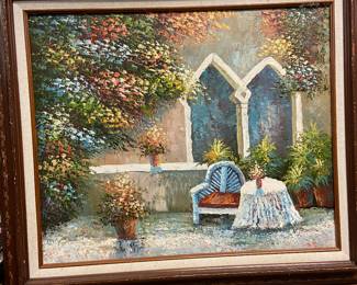 Painting, cottage garden 