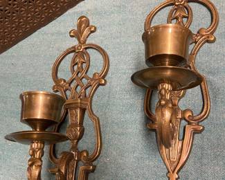 Pair of brass hanging candle sconces