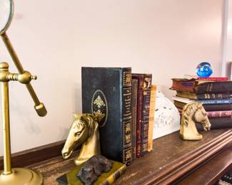 Brass Bookends and Vintage Books