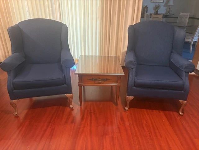blue wingback chairs