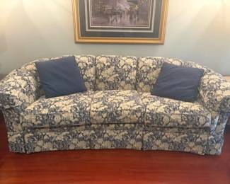 blue print sofa and loveseat