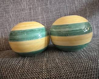 MidCentury Ceramic Striped Salt and Pepper Shakers second image