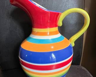 Homco Fiesta Striped Pitcher