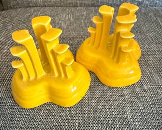 Yellow Ceramic Mushroom Figurines