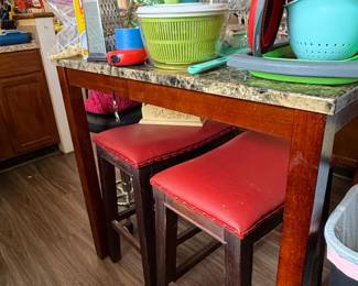 Linon Claridge Piece Counter Height Dining Set with Red Stools