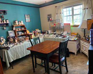 Snowman Decor and Office Supplies and Small Table and Chairs