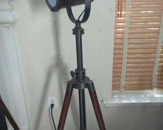 Lot 109:Pottery Barn Tripod Photography Lamp pewter finish tripod stand. X2.