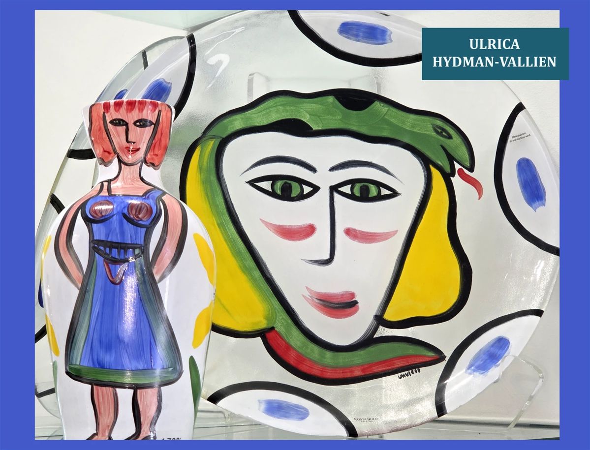 Ulrica Hydman Vallien Signed Kosta Boda Plate and Vase