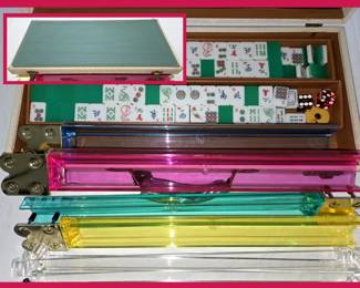 Mah Jong Set Showing Case in inset Photo