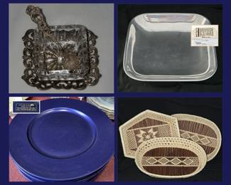 Sterling Salt, Nambe Dish, Set of Italian Chargers and Nice Baskets