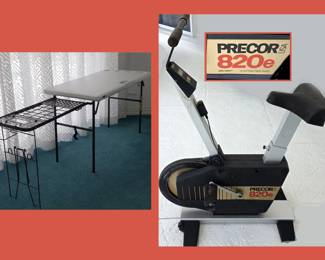 Like New Tailgate Table and Precor 820e Exercise Bike