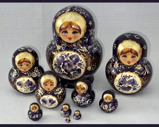 Matryoshka dolls, or Russian nesting dolls; Set of 10