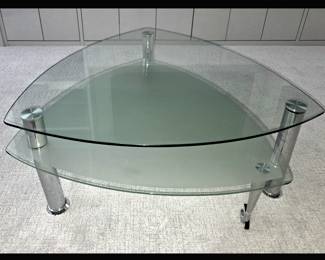 Modernist Coffee Table with Slide Out Pc on Wheels