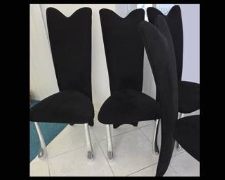 Set of 4 Black High Back CHairs Sort of Memphis Milano Style 