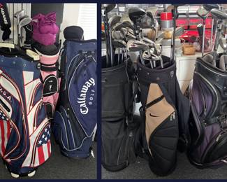 Lots of Golf Clubs; Woods, Irons, Bags Balls etc