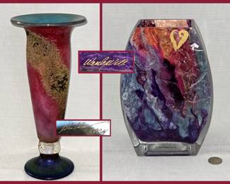 Lovely Signed Glass Vases