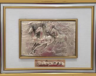 Italian Sterling Silver Marked Horse Plaque