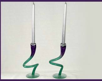 Glass Candle Holders, perhaps Michael Hudson