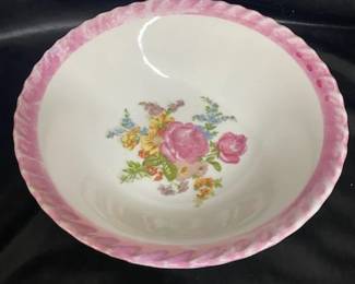 Pink Trim Floral Bowl- Japan 