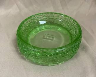 Green Glass Trinket Bowl 