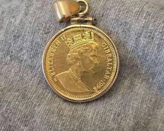 1 TenthTroy Oz .999 Fine Gold 1998 Gibraltar Royal Kissing Cherubs