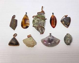 2 Natural Stone Pendants. Brazillian Agate, Jasper, Agate Geod, Purple Tourmoline Quartz and More