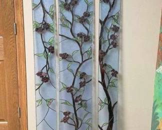 1 Three Stained Glass Panels