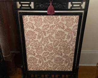 Oriental red and white antique fireplace screen