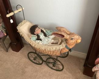 vintage rabbit stroller & doll