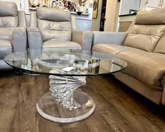 CHIC GLASS TOP TABLE WITH LUCITE BASE